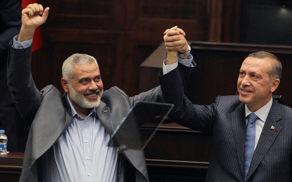 Hamas chief Ismail Haniyeh, and Turkish Prime Minister Recep Tayyip Erdogan