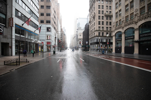 empty streets during Protest