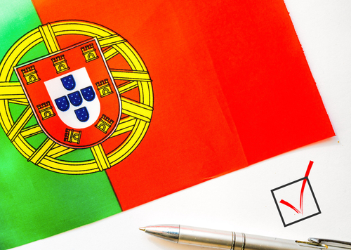 Sign of tick on Portugal flag