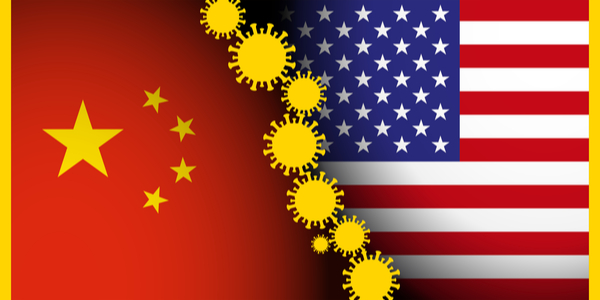 Flag of China and USA differ with virus