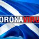 Corona virus written on Scotland flag