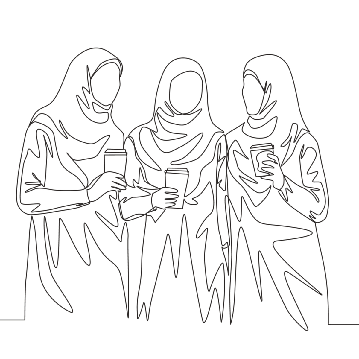 skitch of three women in hijab
