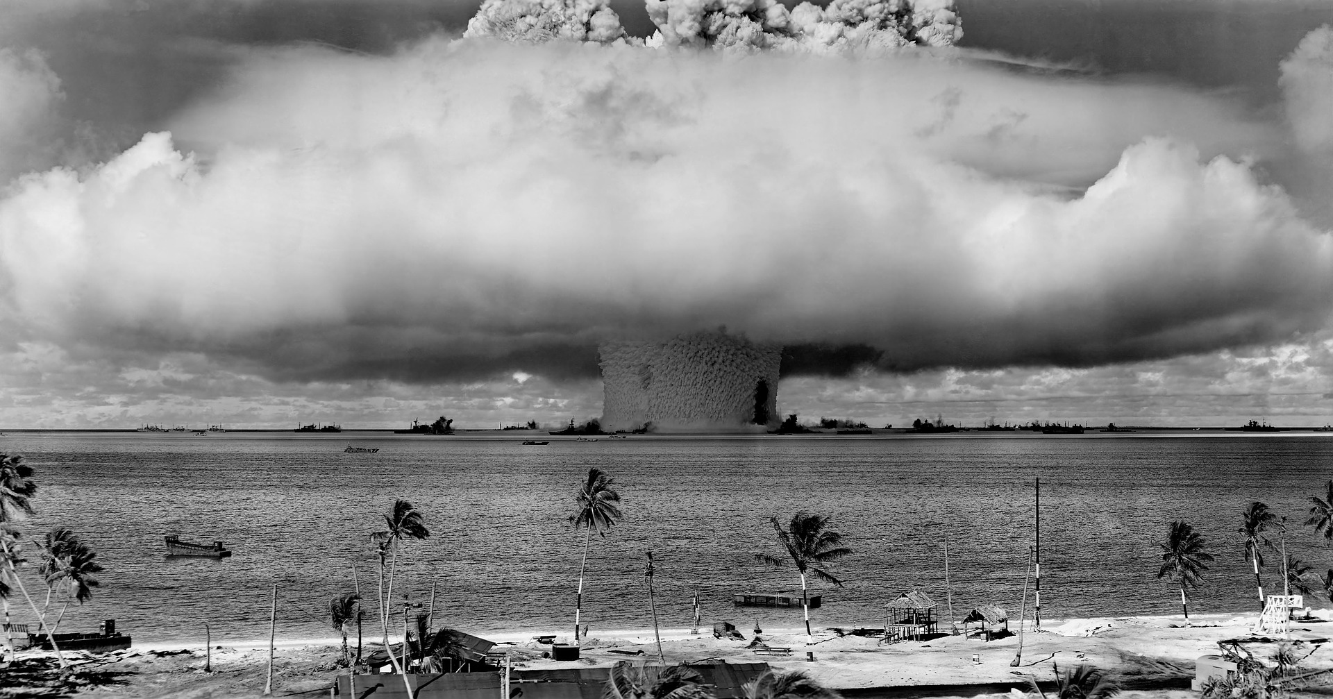 Mushroom cloud due to an atomic bomb.