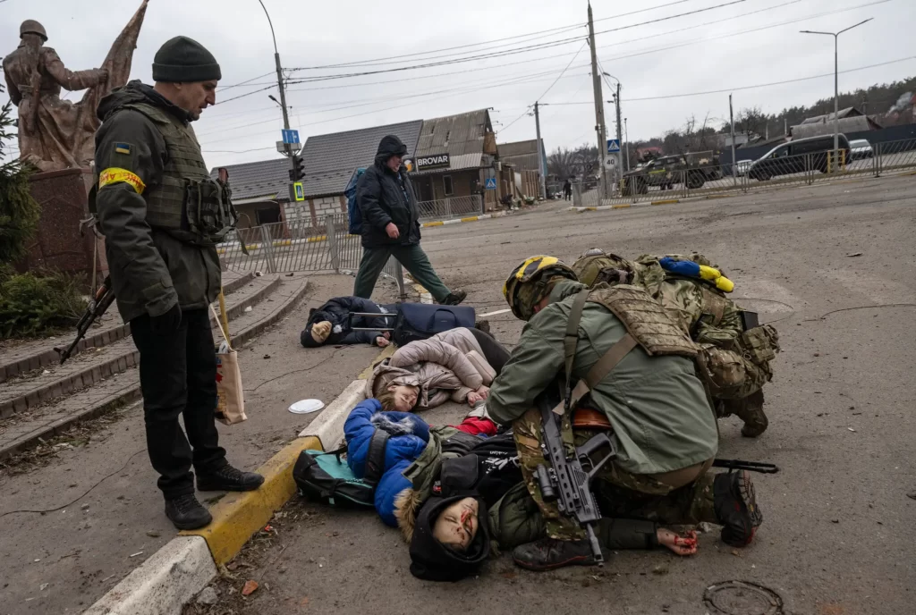 Forces from Russia fire at civilians from Ukraine who were trying to flee. These hostilities left four people dead.  