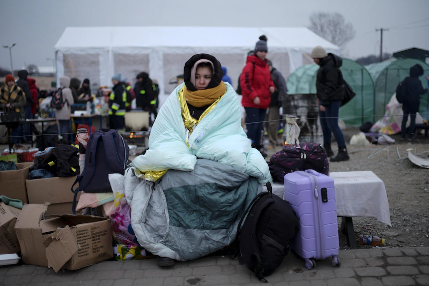 Ukrainian refugees fleeing war