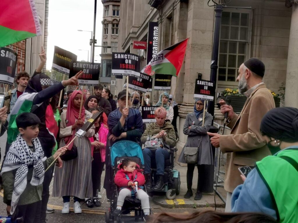 Protest against Israel in London outside Israeli embassy
